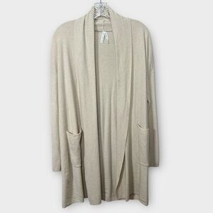 Super Soft Open-front Cardigan Shawl Collar Deep Pockets in Cream size M/L